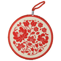 Decor de perete rotund din ceramica 17 cm cu motive florale