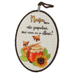 Decor de perete oval din ceramica "Nasa mea..." 14 x 19 cm