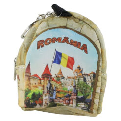 Breloc tip portchei suvenir Romania 7 x 10 cm Castele, rucsac