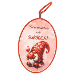 Decor de perete oval din ceramica "Tot ce iti trebuie este Iubirea" 14 x 20 cm