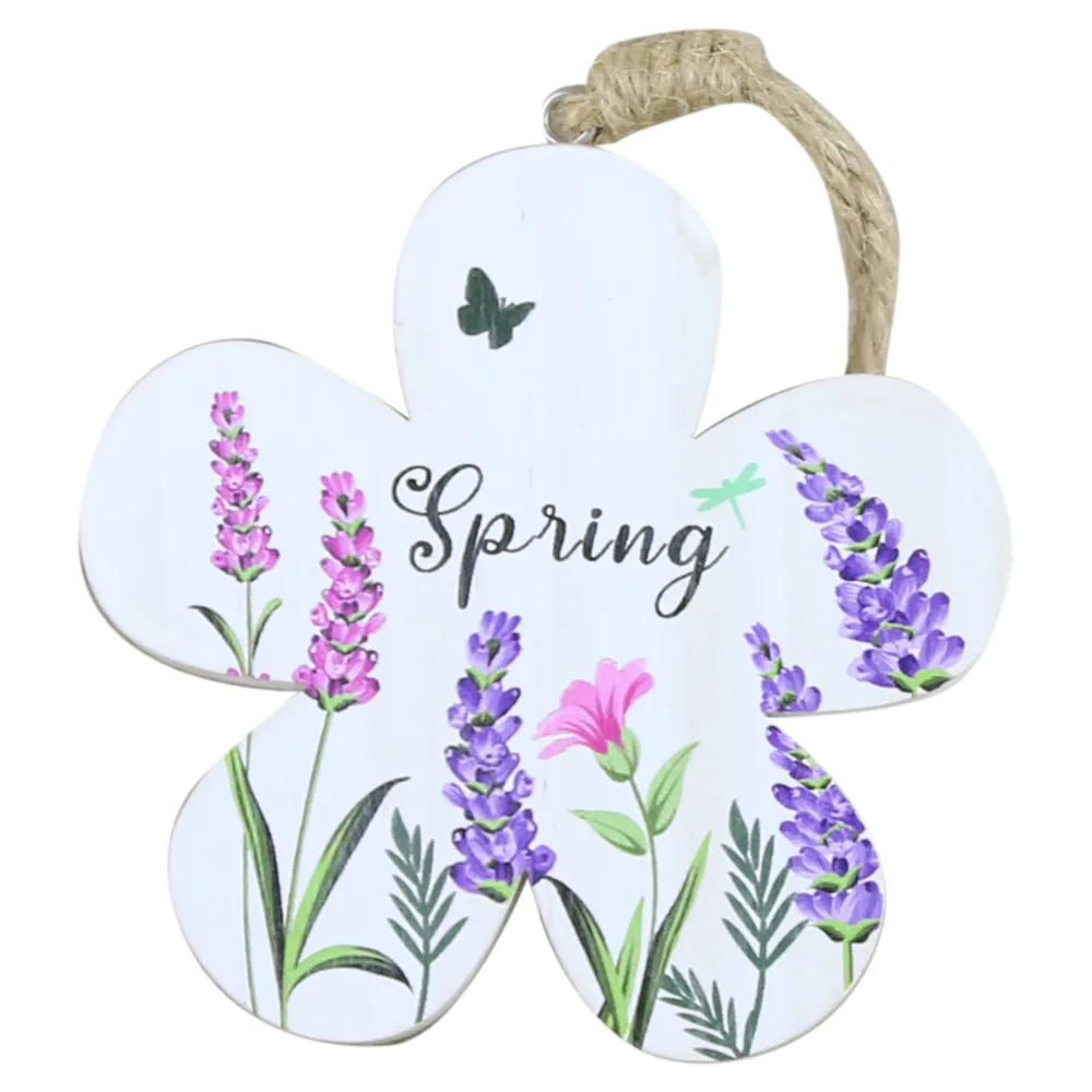 Decoratiune din lemn "Spring" Fluture/Floare 10 CM, Lavanda, cu agatatoare - imagine 2