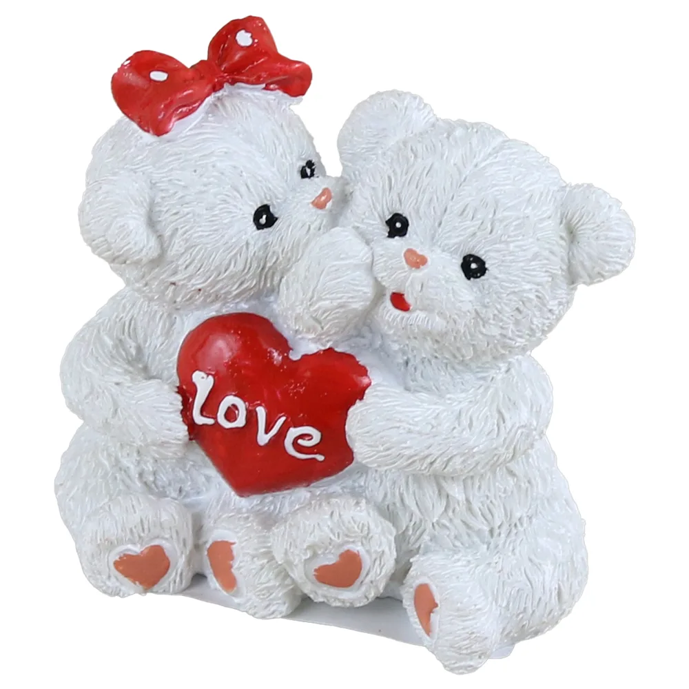 Figurina Ursi in pereche cu inimioara Love 6 CM, din rasina