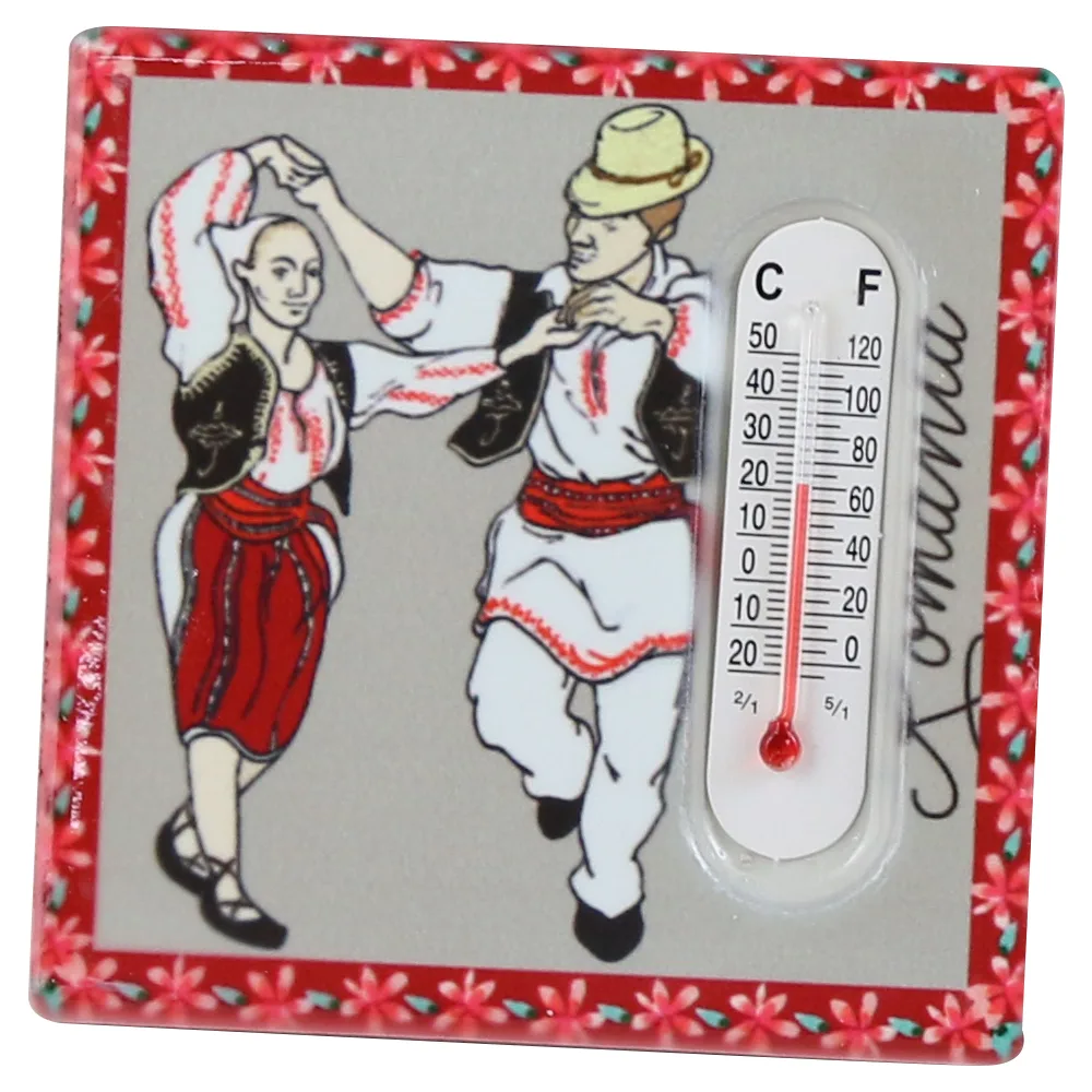 Magnet frigider din ceramica cu termometru Romania, 7.5x7.5 CM - imagine 4