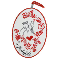 Decor perete oval din ceramica Szekelyfold 13 x 19 cm Motive florale