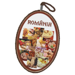 Decor perete oval din ceramica Romania 13 x 19 cm Mancaruri traditionale