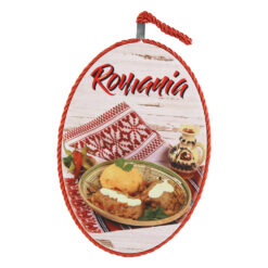 Decor perete oval din ceramica Romania 13 x 19 cm Masa traditionala