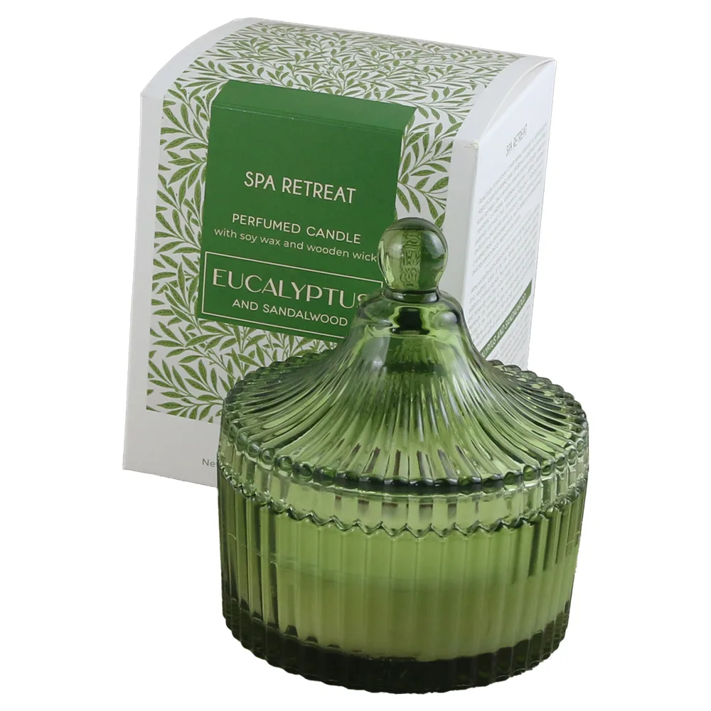 Lumanare parfumata in sticla cu capac, Spa Retreat 150 gr, Eucalyptus/Amber