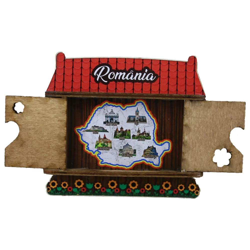 Magnet frigider din lemn "I love Bucharest" 9/13.5x10 CM, Casuta - imagine 2