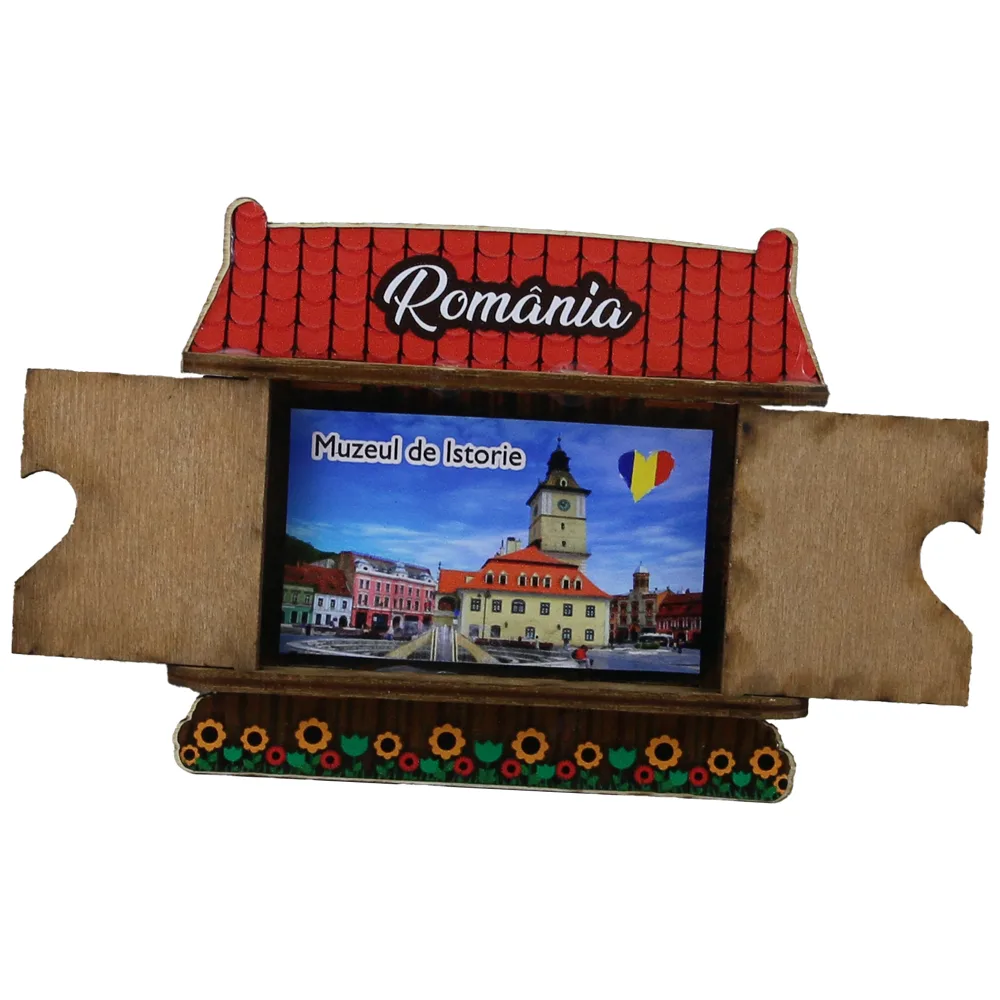 Magnet frigider din lemn "I love Brasov" 9/13.5x10 CM, Casuta - imagine 2
