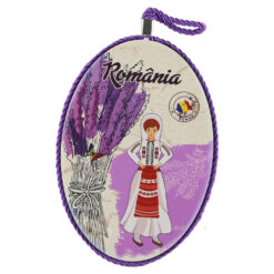 Decor perete oval din ceramica Romania 14 x 20 cm Lavanda