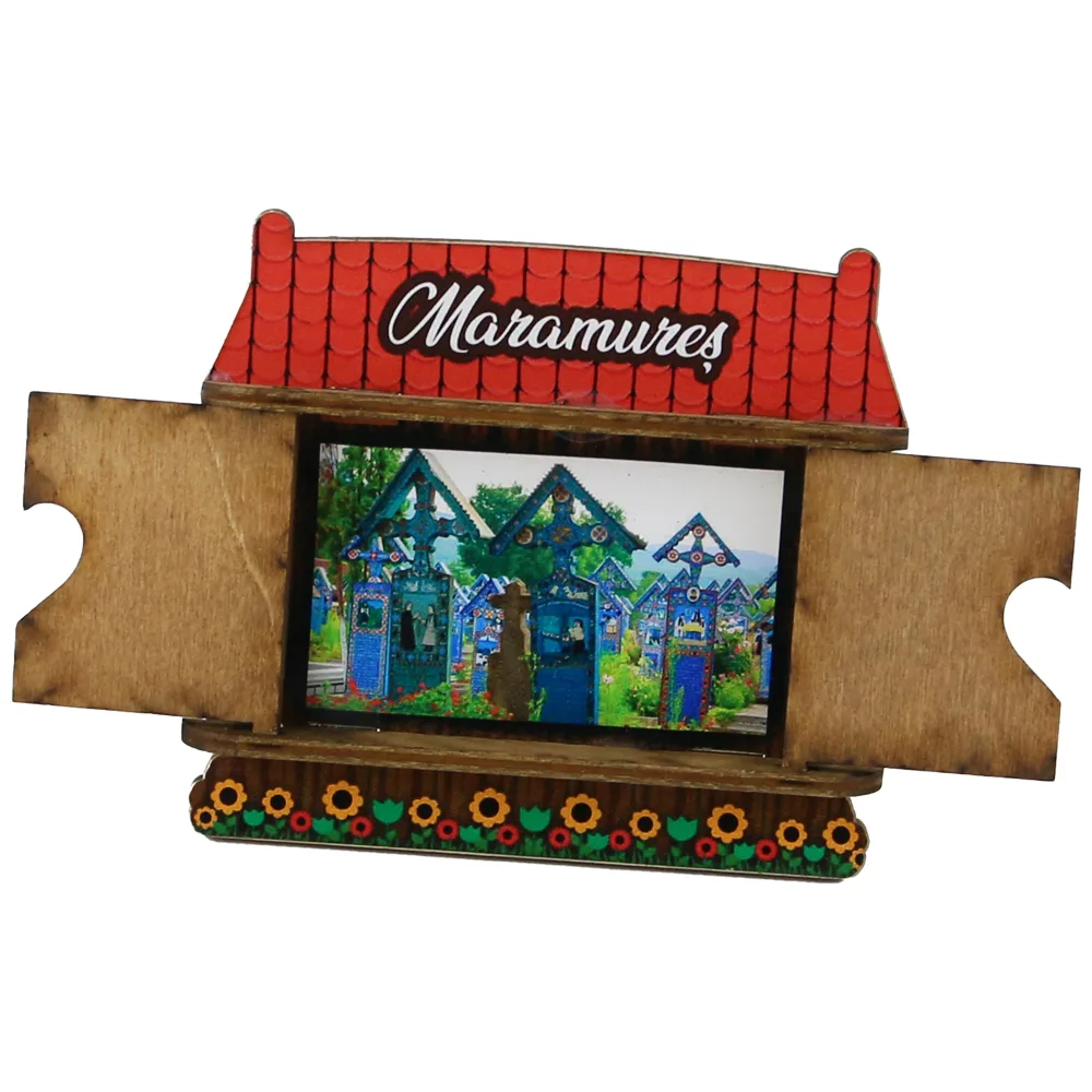 Magnet frigider din lemn Maramures 9 x 8 cm, Casuta - imagine 3