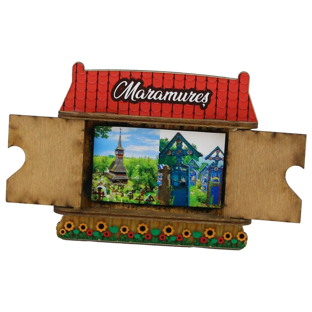 Magnet frigider din lemn Maramures 9 x 8 cm, Casuta - imagine 4