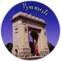 Magnet rotund din ceramica Arcul de Triumf, Bucuresti 8 cm