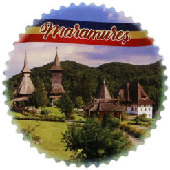 Magnet de frigider din ceramica rotund Maramures 7 cm