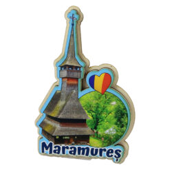 Magnet de frigider din lemn Maramures 6 x 9.5 cm, Biserica