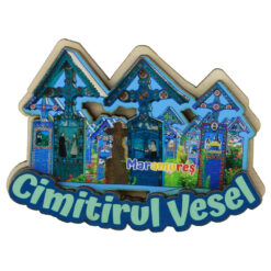 Magnet de frigider din lemn Maramures 9 x 6 cm, Cimitirul Vesel