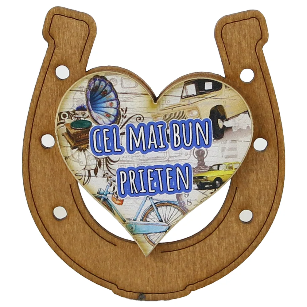 Magnet frigider din lemn "Cel mai bun Prieten" 7x8 CM, Potcoava