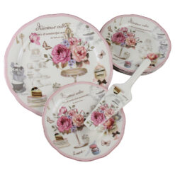 Alternative view of Set de tort 8 piese platou cu 6 farfurii si o spatula Delicious Cake wonderful memories 27 / 19 cm
