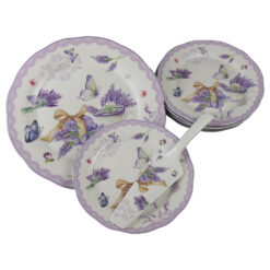 Alternative view of Set de tort 8 piese platou cu 6 farfurii si spatula Lavender Elegant Taste 27 / 19 cm