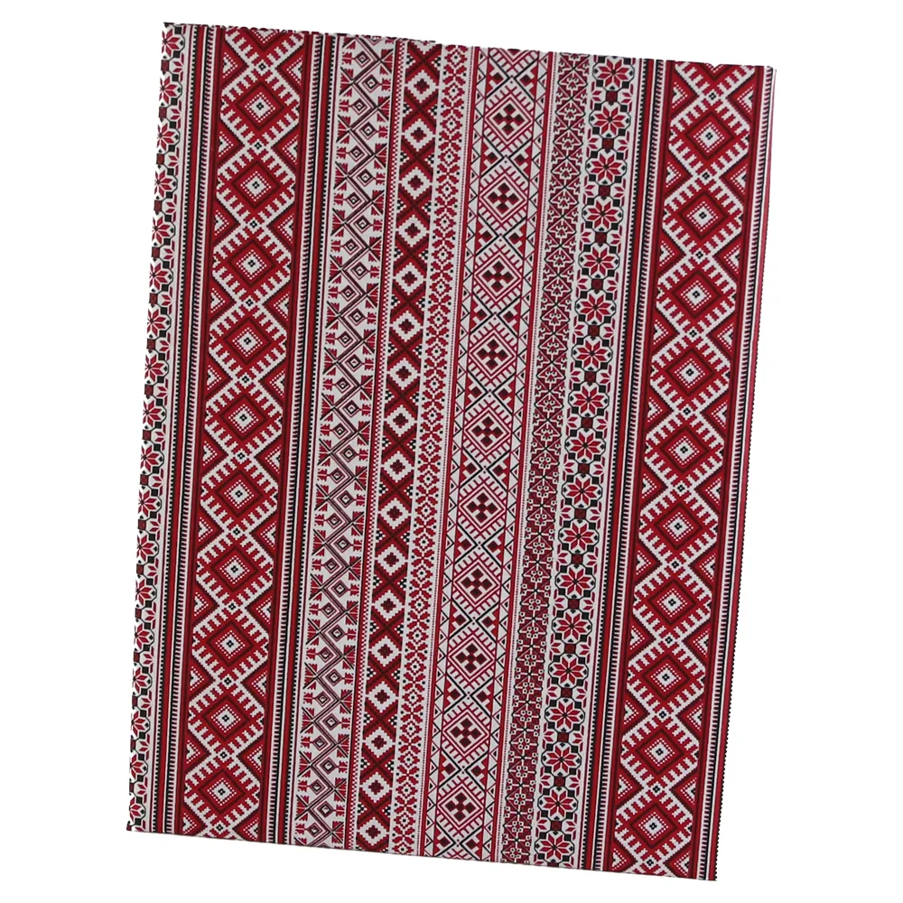 Fata de masa cu motive traditionale 65 x 65 cm din bumbac rosu-alb-negru