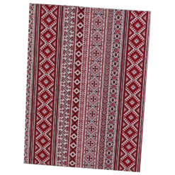 Fata de masa cu motive traditionale 120 x 140 cm din bumbac rosu-alb-negru