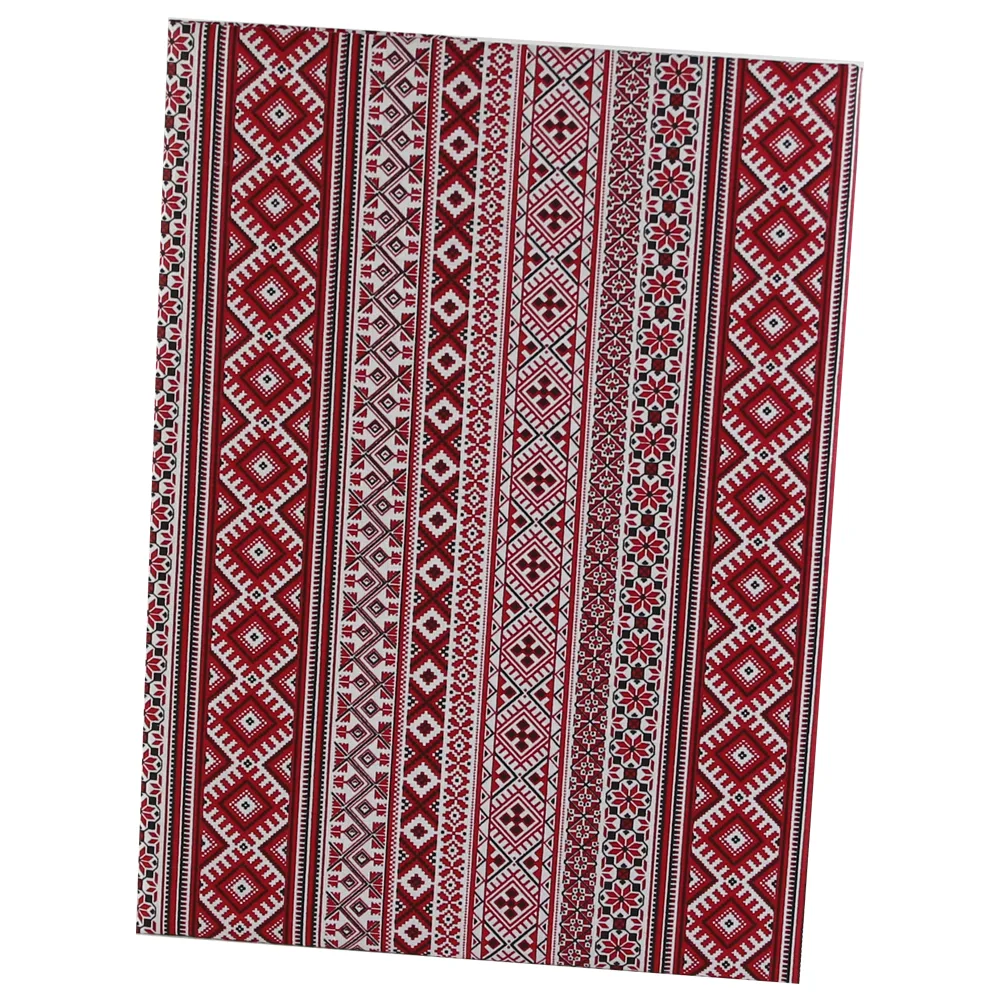 Fata de masa cu motive traditionale 120 x 140 cm din bumbac rosu-alb-negru