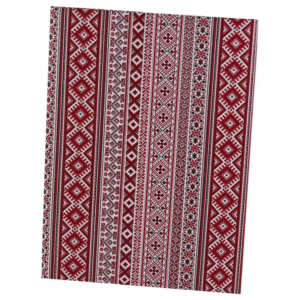 Fata de masa cu motive traditionale 140 x 220 cm din bumbac rosu-alb-negru