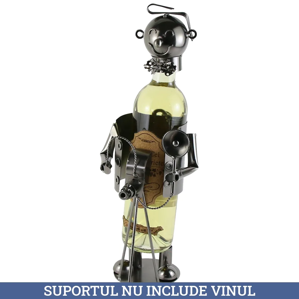 Suport sticla de vin, din metal Fotograf 15x38 CM
