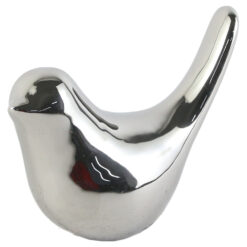 Figurina pasare argintie din ceramica 10 x 8 cm