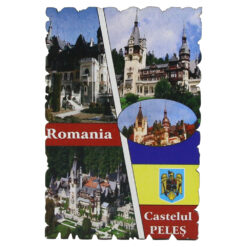 Magnet frigider din lemn, 6x9 CM, Romania, Castelul Peles