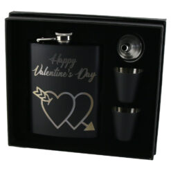 Set cadou "Happy Valentine's Day" Plosca cu palnie si 2 pahare