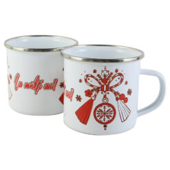 Cana metalica emailata 240 ml "La multi ani!", martisor