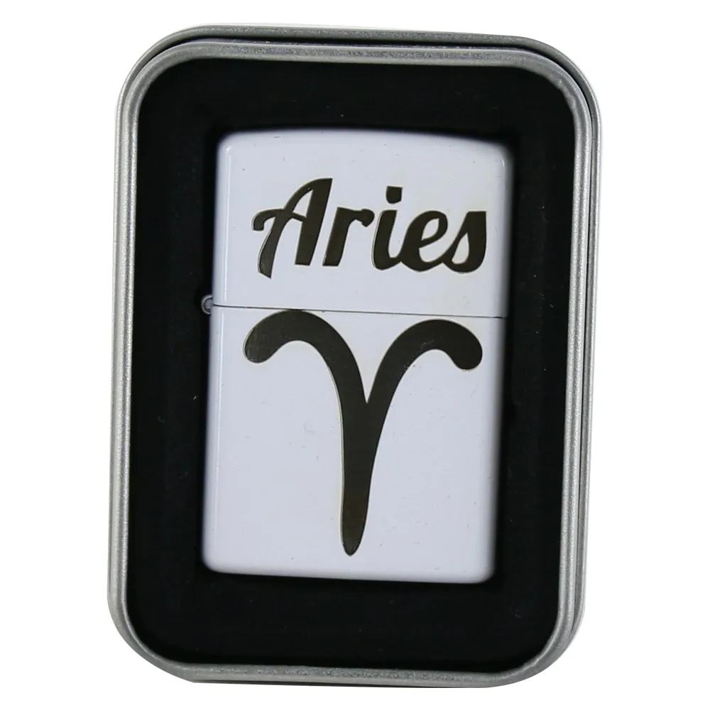Bricheta metalica "Aries", 3.5x5 CM, Alb, Berbec