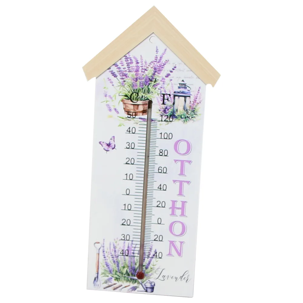 Termometru din lemn "Otthon", 11x24 CM, Lavanda - imagine 2
