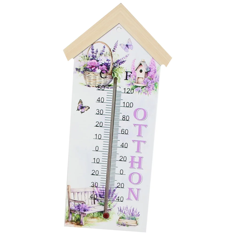 Termometru din lemn "Otthon", 11x24 CM, Lavanda - imagine 3