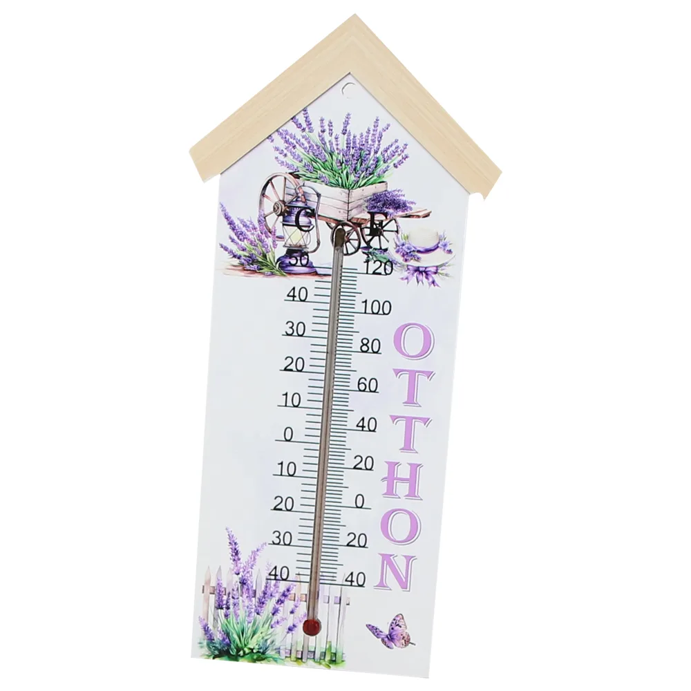 Termometru din lemn "Otthon", 11x24 CM, Lavanda - imagine 4