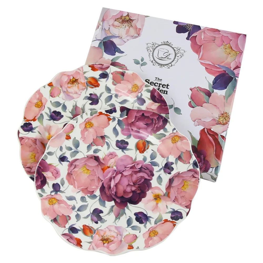 Set 2 farfurii desert "Spring Roses White", 19 CM, in cutie decorativa