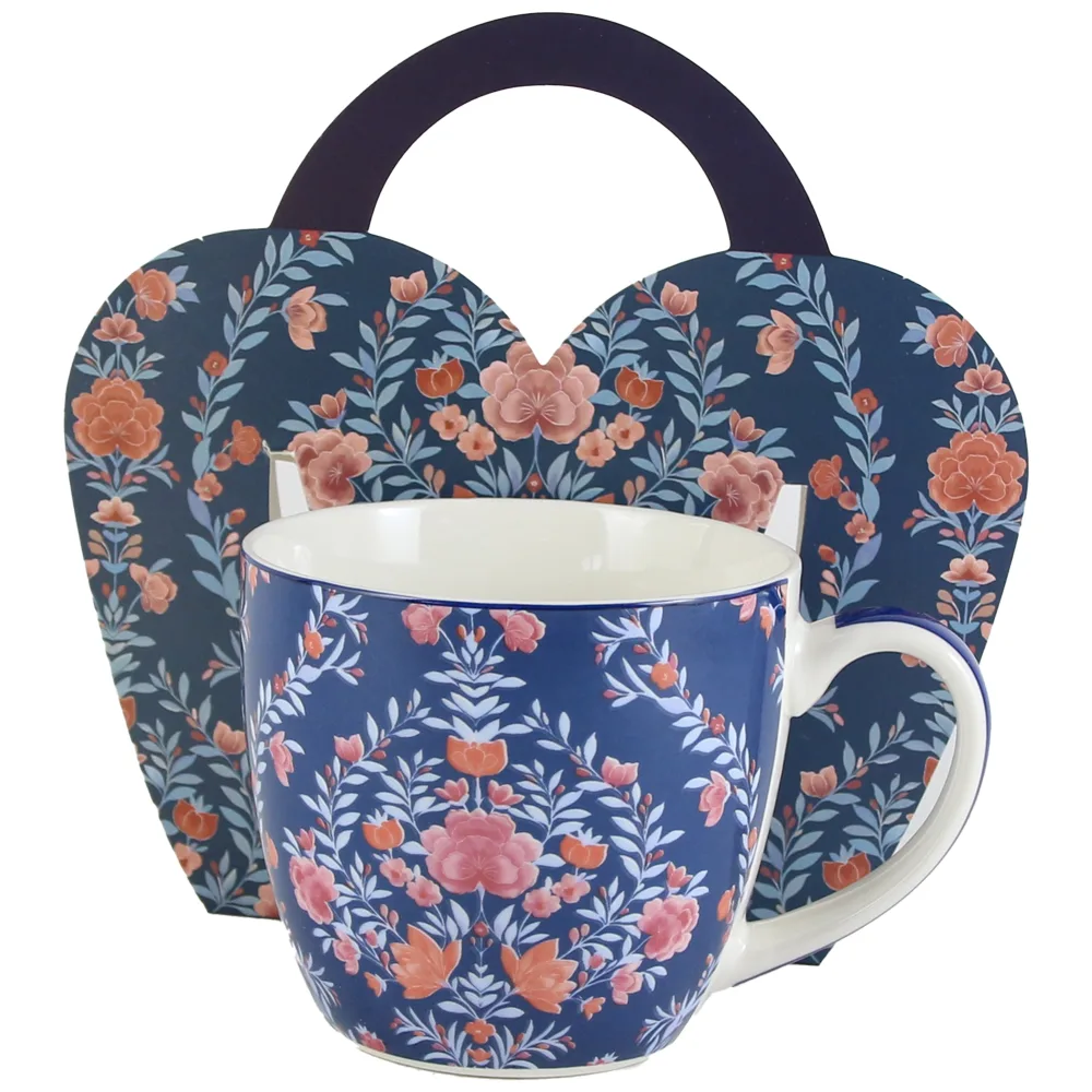 Cana portelan "Manu Blue", 460 ml, in ambalaj decorativ
