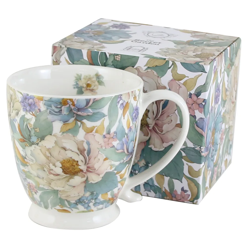Cana portelan "Peony White", 510 ml, in cutie decorativa