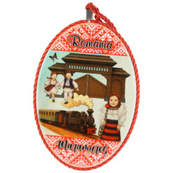 Decor de perete oval din ceramica Maramures 14 x 20 cm, Romania