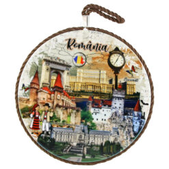 Decor perete rotund din ceramica Romania 17 cm Castele