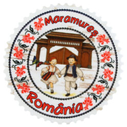 Magnet de frigider rotund din ceramica Maramures 7 cm, Romania