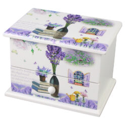 Cutie de bijuterii muzicala din lemn 13 x 9 x 9 cm, Lavender