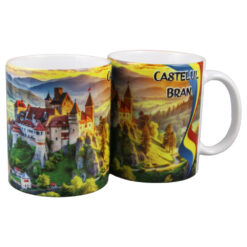 Cana din ceramica Castelul Bran 330 ml, Romania, tricolor