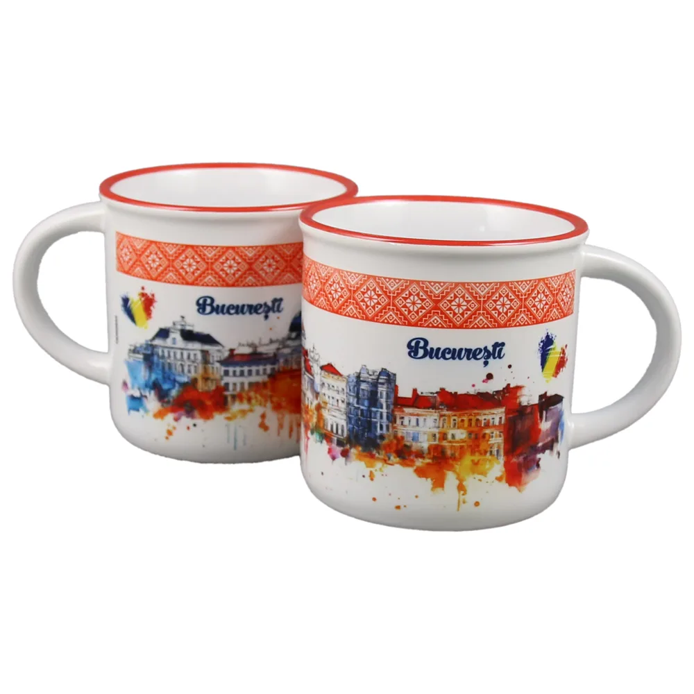 Cana ceramica "Bucuresti", 280 ml, Vintage - imagine 2
