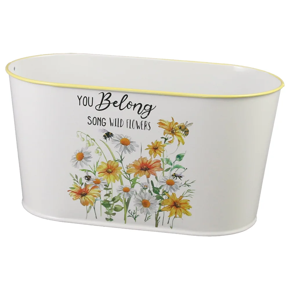 Ghiveci oval din metal 23x12 CM, "You belong", margarete