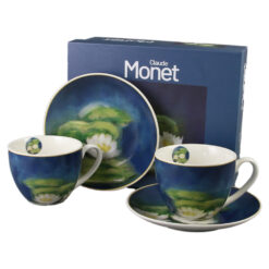 Set 2 cesti cu farfurii, din portelan "Nenufars" de C. Monet, 270 ml, in cutie decorativa
