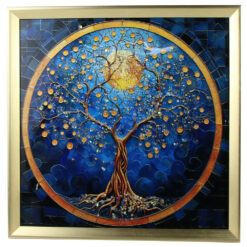 Tablou 3D cu pietricele stralucitoare 40 x 40 cm Copacul vietii cu luna