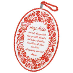 Decor de perete oval din ceramica "Hazi Aldas" 14 x 20 cm, cu motive florale
