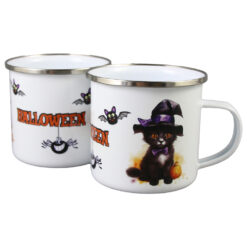 Alternative view of Cana metalica emailata "Halloween" 240 ml, Pisica neagra